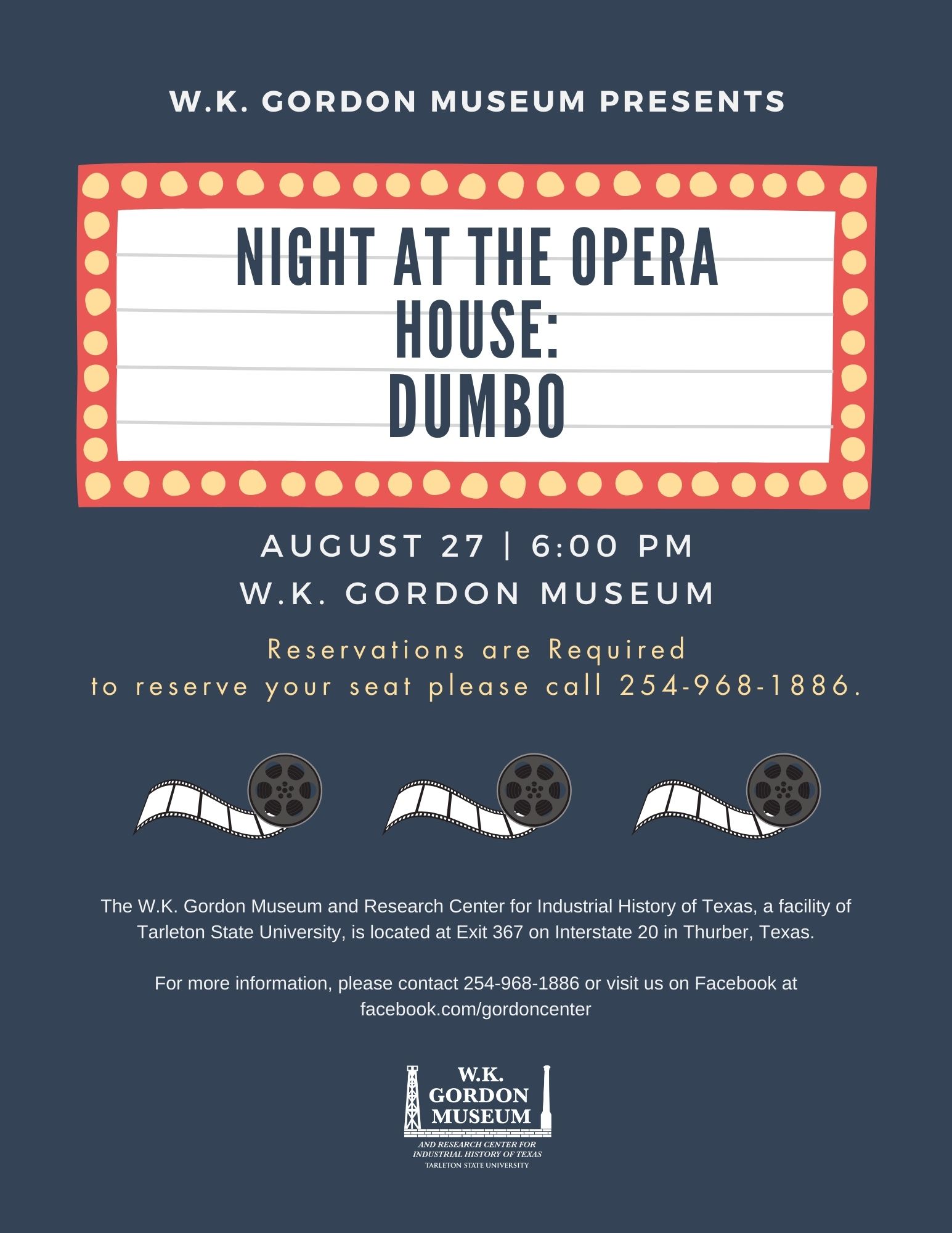 Night at the Opera House: Dumbo, Presented by   W. K. Gordon Museum in Thurber on August 27th...