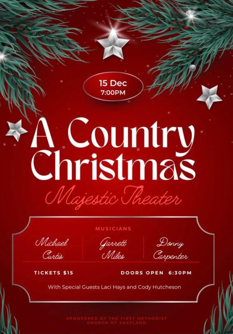 Musicians, Michael Curtis, Garrett Miles and Donny Carpenter at the Majestic Theatre in Eastland, December 15...