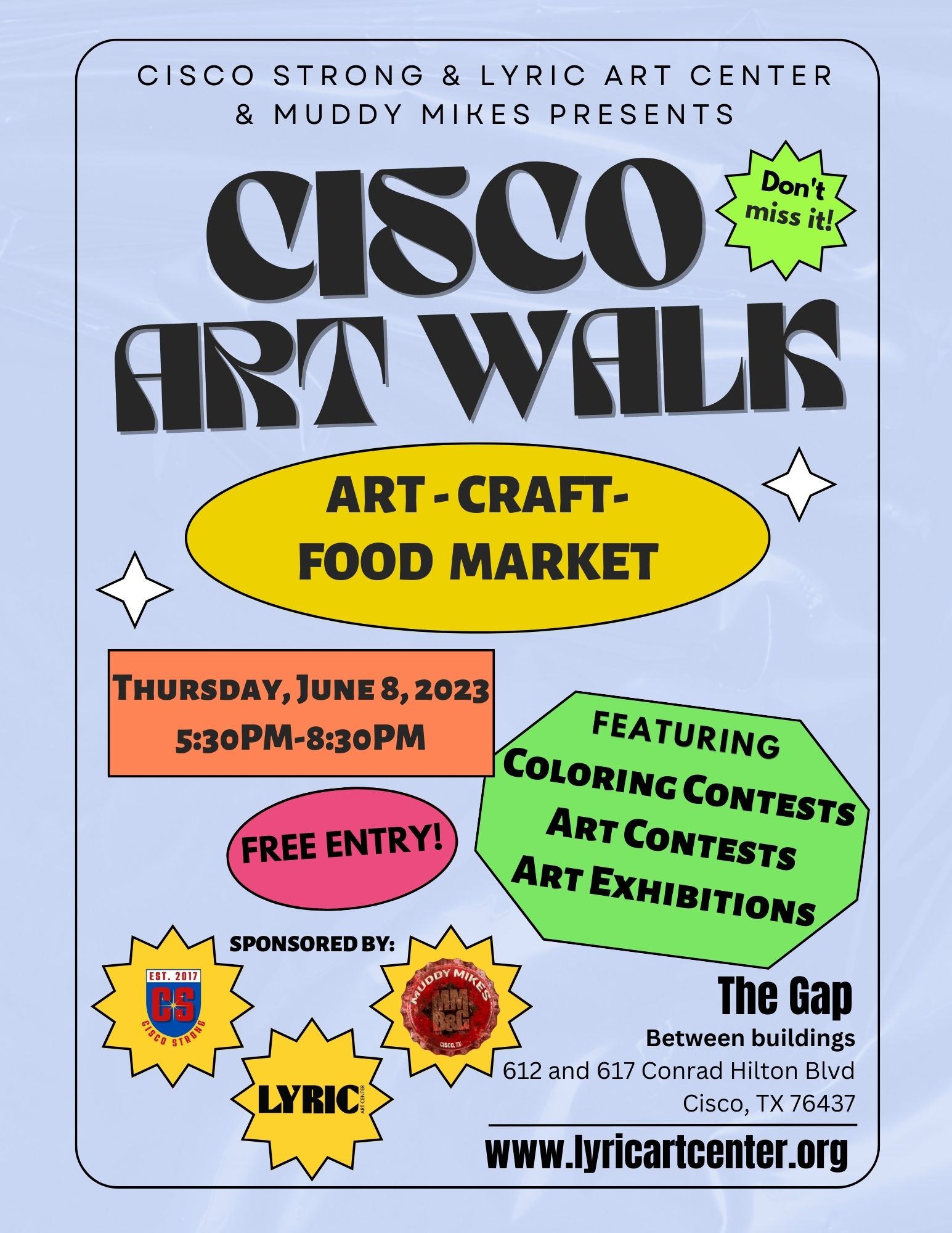 Art-Craft-Food Market, featuring coloring contests, art contests, art exhibits.  FREE Entry! ...